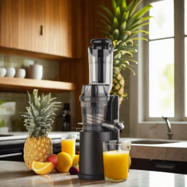 Extracteur de Jus de fruit et légumes vertical compact 0,8L Inox GSX16, Centrifugeuse Vitamin+ Sans BPA, Bec d'introduction Large, Pression douce Rotation Lente, Silencieux, Système reverse