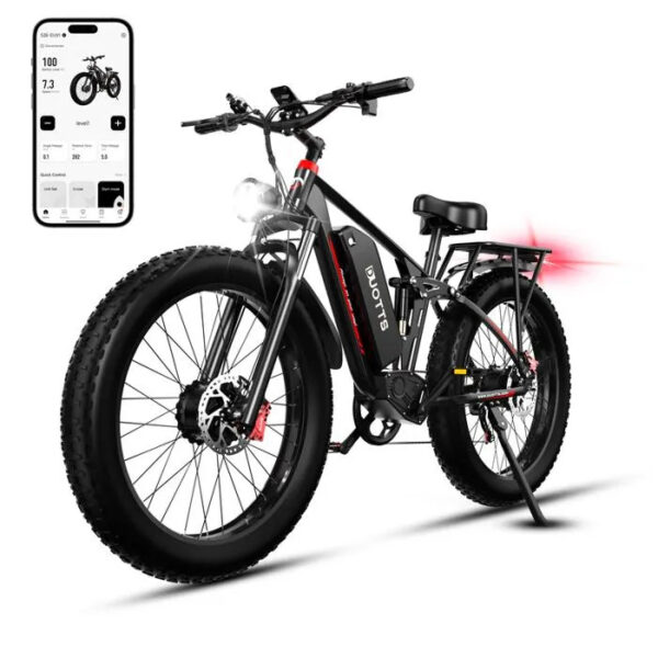 DUOTTS S26 - Vélo Électrique Roues 26" - Double moteur 750W*2 - Batterie Samsung 48V 20Ah - 7 vitesses SHIMANO - Amortisseurs - Noir