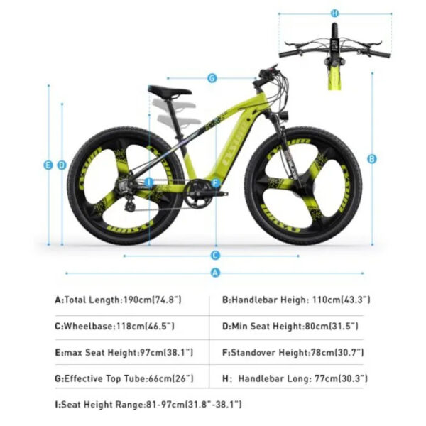 VTT électrique 500w, 29" vélo électrique adulte, Batterie 48V 14Ah, portée d'environ 80km, frein à disque hydraulique, M520 Vert - Image 2