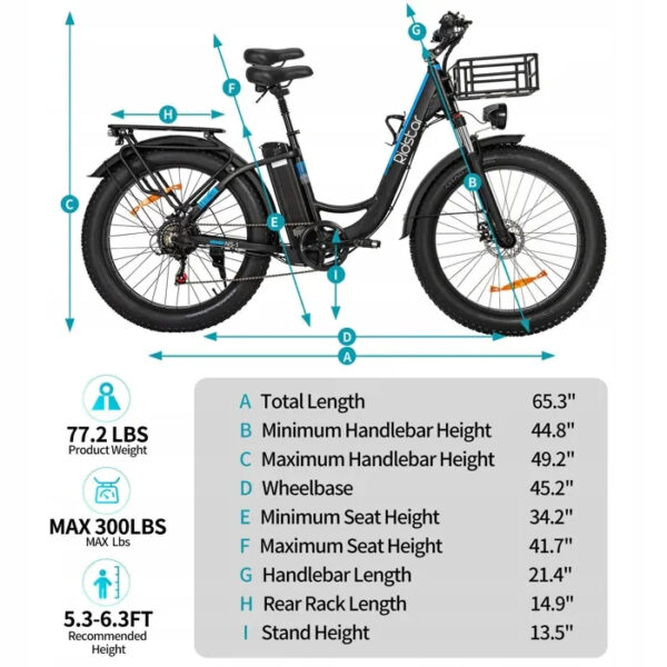 Vélo électrique Ridstar MN26 - 48V 1500W -Batterie 48V 20ah- Shimano 7 vitesses - Frein mécanique --26"*4.0 pneus tout terrain - Image 4